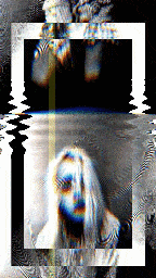 Woman face glitch robot landscape remix animated